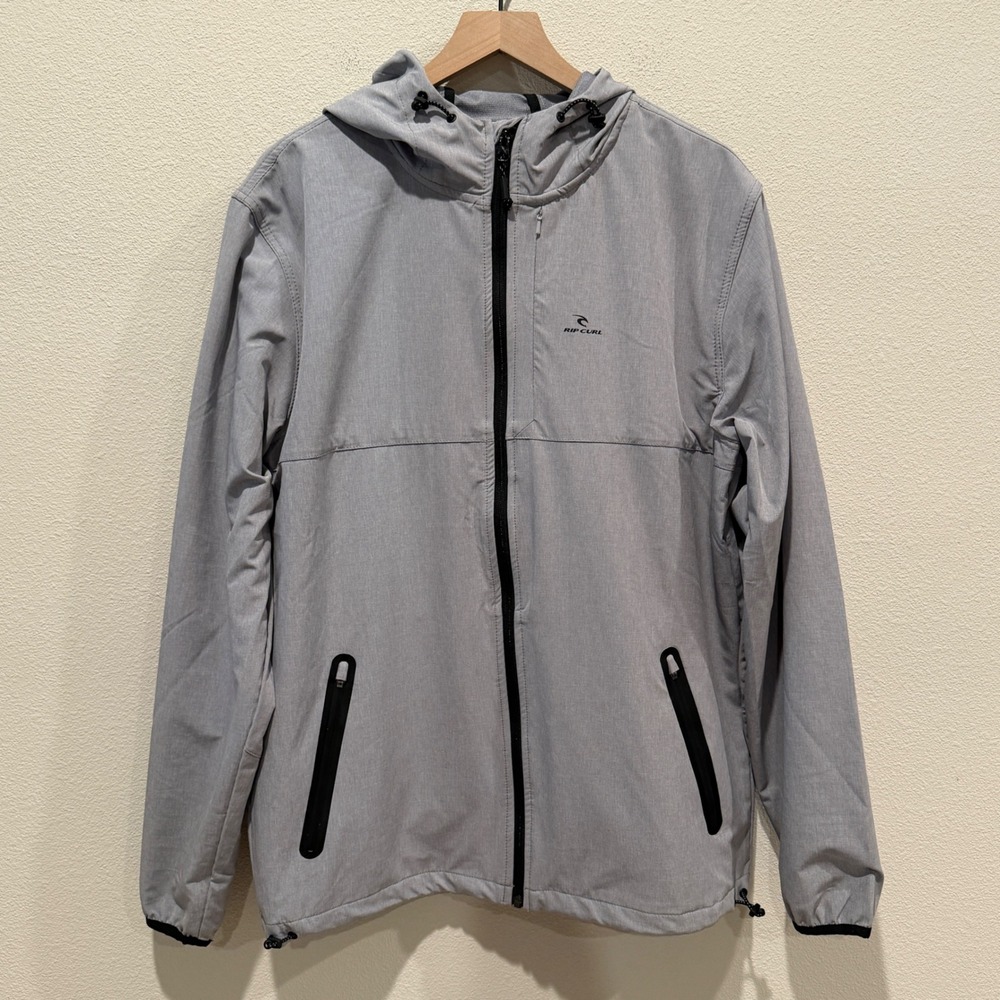 RIP CURL Mens Jacket L Full Zip Hooded Windbreaker Surf Gorpcore Lightweight